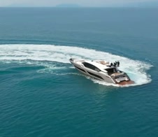 Premium speedboat turning across open water