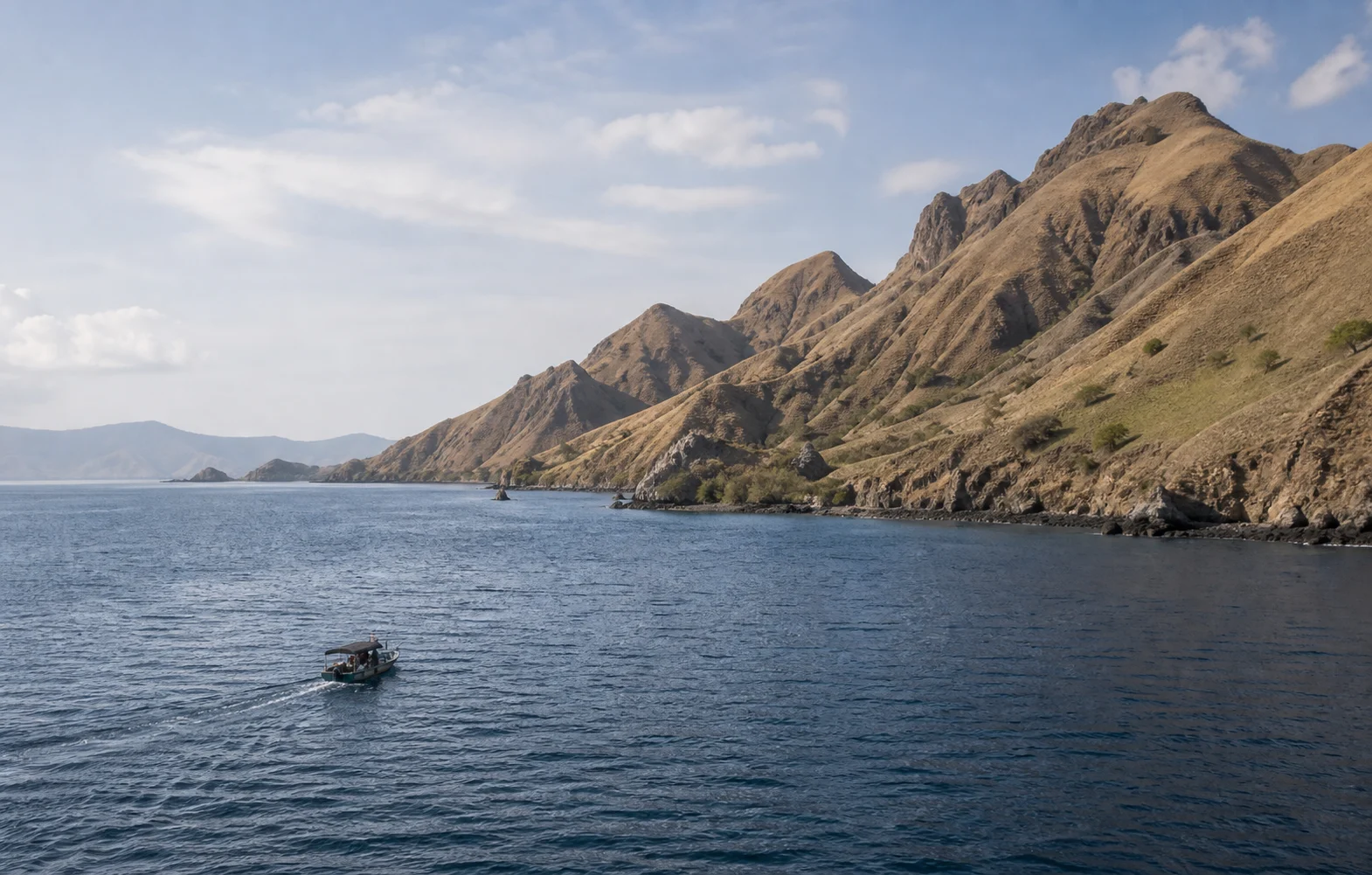 Garis pantai Pulau Padar dari laut